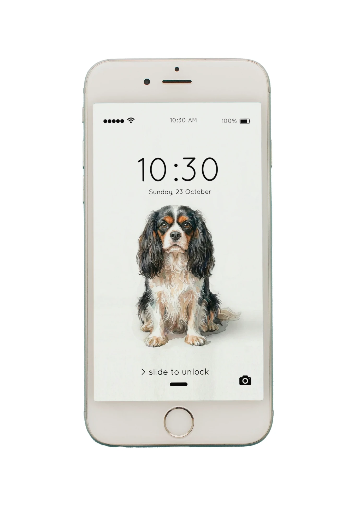 Phone lock screen showing a watercolor portrait of Lily as the wallpaper